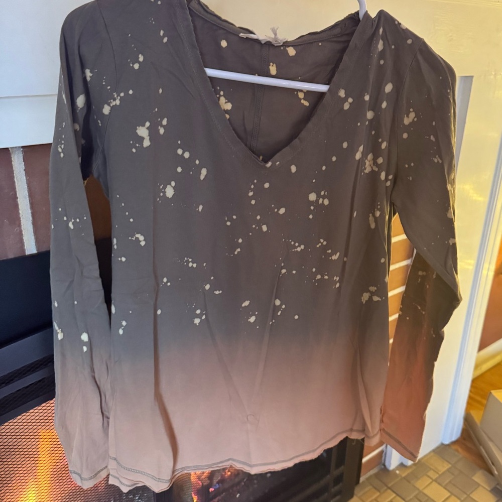 Mystree Brown and Cream Splatter Long Sleeve Top NTW